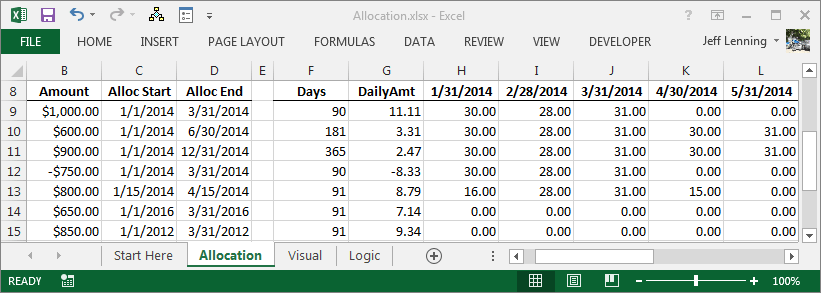 Excel Formula to Allocate an Amount into Monthly Columns ...