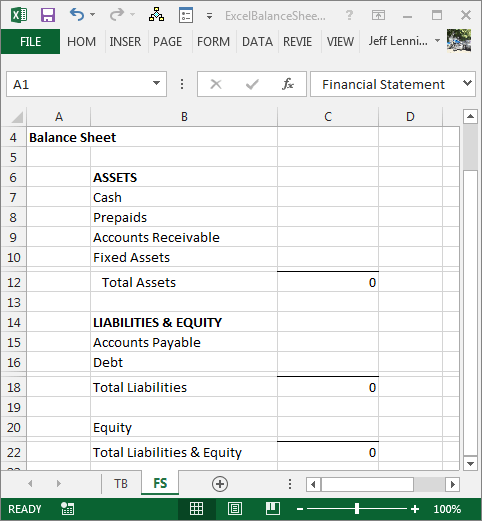 Excel Balance Sheet