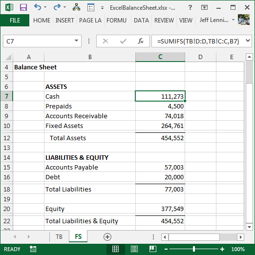 Excel Balance Sheet Example