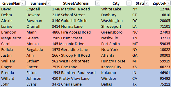 Excel list sorted by Jeff Lenning