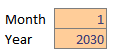 Excel calendar input cells