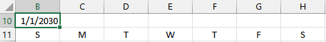 Header with date value and week day labels for the columns