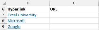 Excel workbook with Hyperlinks ... we want to extract the URL