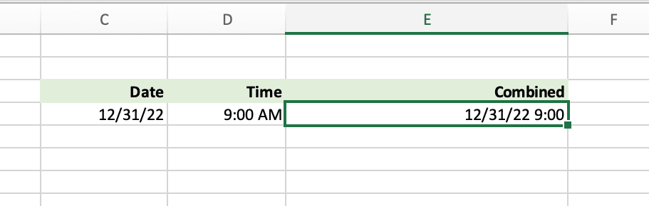 Chart with date, time, and combined date and time in Excel