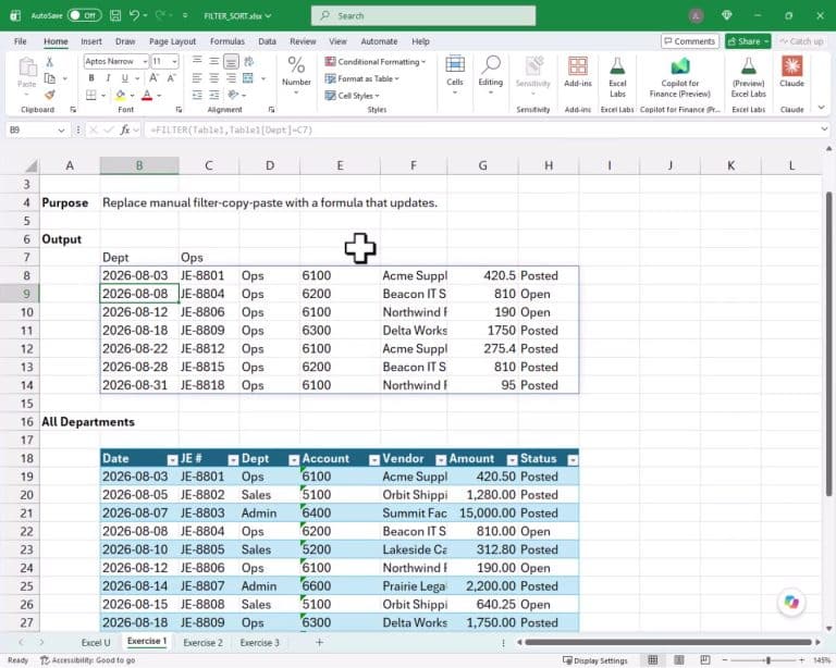 Function Changes Table Excel FILTER and SORT: Build Dynamic Reports Fast